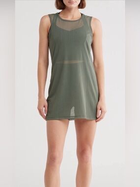 Beyond Yoga Show Off Sheer Mesh Minidress NWT Olive Color